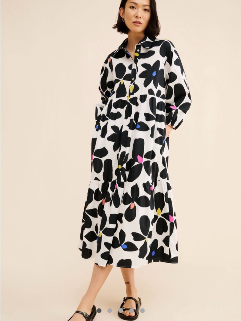 Maeve by Anthropologie Black & White Bettina Dress
